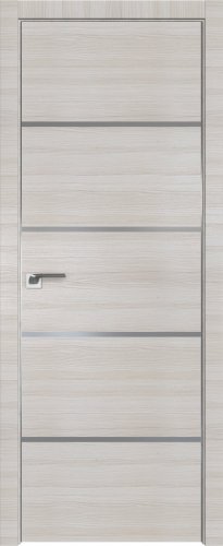 Interiérové dveře bezfalcové - 20Z - Barva: White Ash Crosscut, Sklo: Lacobel Silver Lacquer, Hrana Dveří: Matný Hliník