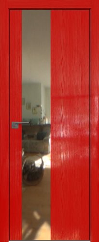 Interiérové dveře bezfalcové - 5STK - Barva: Pine Red Glossy, Sklo: Zrcadlo, Hrana Dveří: Black Edition ze čtyř stran