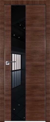 Interiérové dveře bezfalcové - 5Z - Barva: Malaga Cherry Crosscut, Sklo: Lacobel Black Lacquer, Hrana Dveří: Matný Hliník