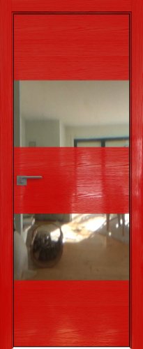 Interiérové dveře bezfalcové - 10STK - Barva: Pine Red Glossy, Sklo: Zrcadlo, Hrana Dveří: Black Edition ze čtyř stran