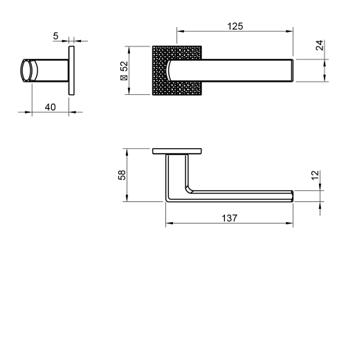 Dveřní klika TUPAI Texture 4161 5SQ/T1 BS - Černá matná (textura kamínky)